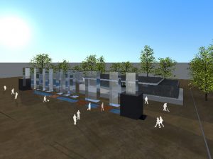 imagen de dia de las columnas azul arquitectos