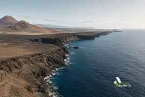 25_Blog 1 Vista de una costa con acantilados y tierra volcanica.