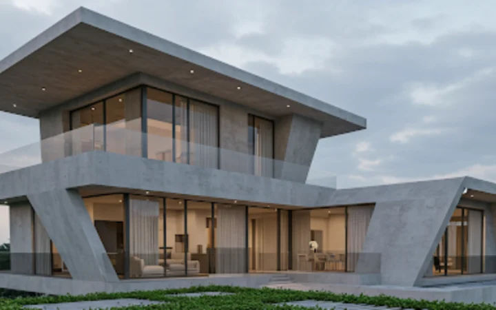 Casa innovadora con muros curvos y vistas en todos los angulos con cristales