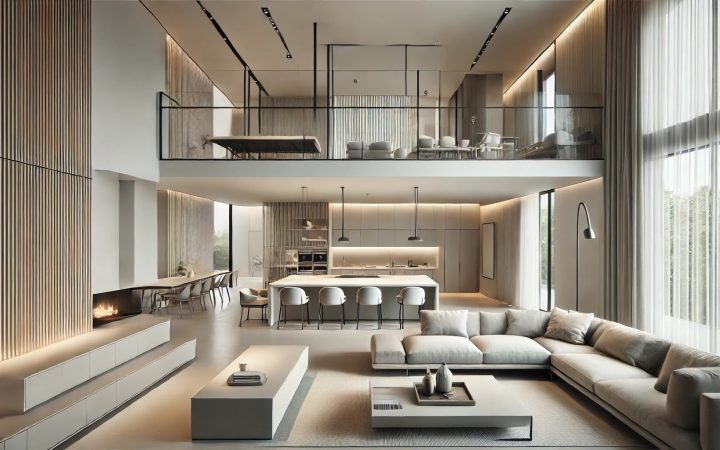 Interior de vivienda minimalista y moderna creada por Sphere arquitectos